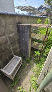 庭　作業前　鉄ラックなど